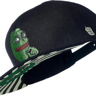Cadency® Gorra Snapback Pepe Coin, color negro, unisex, talla ajustable, Negro , Talla única