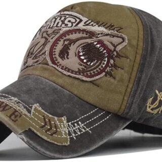 XibeiTrade Gorra de béisbol bordada de algodón vintage con diseño de tiburón para hombres y mujeres