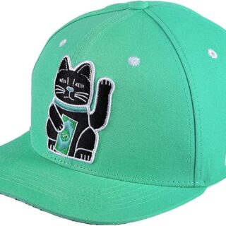 Nebelkind Gorra-Snapback Cap Lucky Cat Verde, Hombre Mujer Unisex, Talla Unica, tamaño Ajustable, Gorra de béisbol Moda, Estilo Streetwear, Gorras de béisbol con Visera Recta