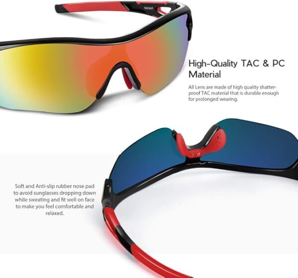 Gafas de Sol Polarizadas Gafas de Sol Deportivas Unisex Protección UV400 con Monturas Ligeras para Esquiando Ciclismo Carrera Surf Golf Conduciendo - Imagen 4