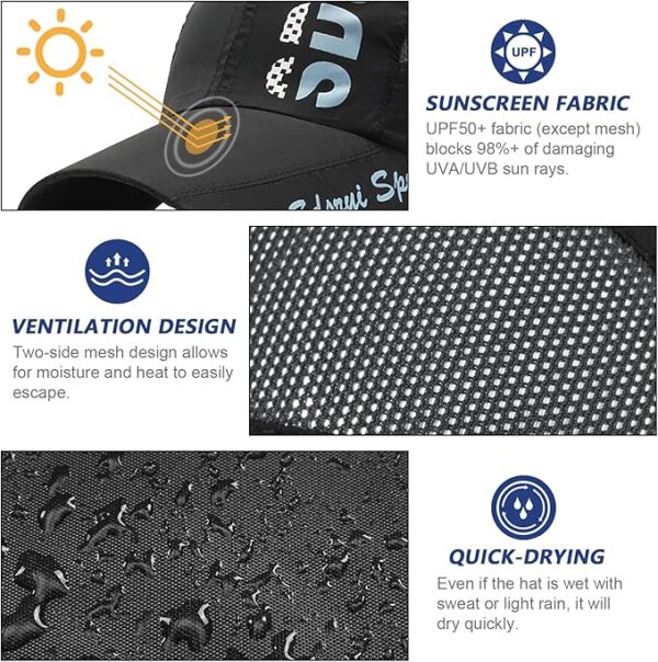 AYPOW Gorra de Béisbol para Hombre Mujeres, Paquete de 2 Malla Transpirable de Verano Gorras de Sol de Béisbol, Gorra de Béisbol de Secado Rápido Hombres Mujeres - Imagen 3