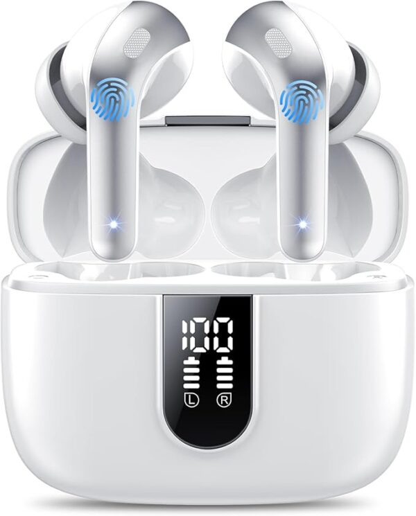 Auriculares Inalámbricos Bluetooth, Auriculares Bluetooth 5.3, 4 Mic con Reducción de Ruido ENC, 50H con Graves, Cascos Inalambricos Bluetooth IP7 Impermeable, Carga Rápida USB-C, Ajuste Cómodo - Imagen 9