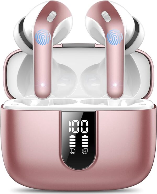 Auriculares Inalámbricos Bluetooth, Auriculares Bluetooth 5.3, 4 Mic con Reducción de Ruido ENC, 50H con Graves, Cascos Inalambricos Bluetooth IP7 Impermeable, Carga Rápida USB-C, Ajuste Cómodo - Imagen 15