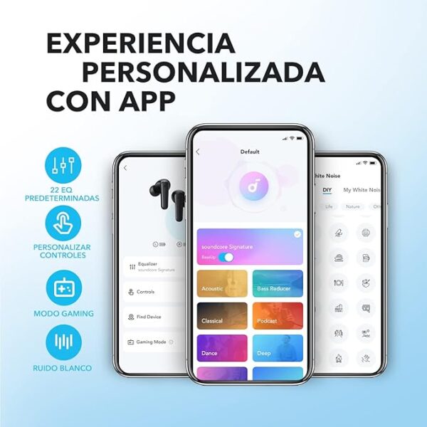 Auriculares inalámbricos Bluetooth by Anker, diafragmas de 10mm con Big Bass, Auriculares Bluetooth 5.3, Reproducción 30H, IPX5, 2 micros para Llamadas nítidas con IA, EQ Personalizado - Imagen 4