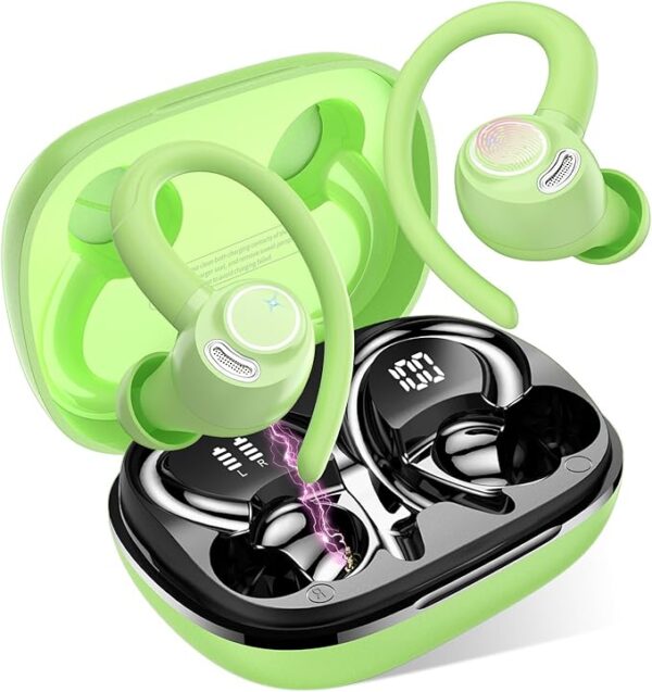 Jesebang Auriculares Inalámbricos Deportivos, Auriculares Bluetooth 5.3 con HD Micrófono, Sonido Premium, 40H de Reproducción, Pantalla LED, Cómodos de Llevar, Cascos Inalambricos con Gancho, Negro - Imagen 28