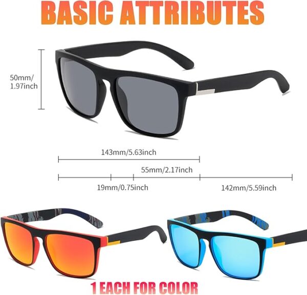 3 Pares Gafas de Sol Polarizadas, Gafas Polarizadas, Gafas de Sol Hombre Polarizadas, Gafas de Sol Polarizadas para Hombre Mujer, Gafas de Sol Mujer Polarizadas, Protección UV - Imagen 8