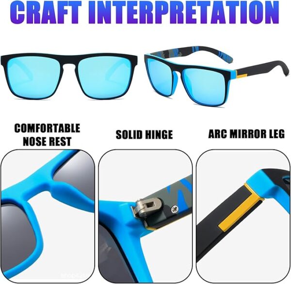3 Pares Gafas de Sol Polarizadas, Gafas Polarizadas, Gafas de Sol Hombre Polarizadas, Gafas de Sol Polarizadas para Hombre Mujer, Gafas de Sol Mujer Polarizadas, Protección UV - Imagen 6