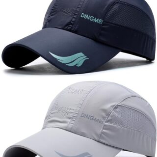 Gorra de Béisbol de Secado Rápido Hombres Mujeres, 2 Paquetes Malla Transpirable de Verano Gorras de Sol de Béisbol con Cierre de Hebilla Ajustable, Gorra de Béisbol para Hombre Mujeres