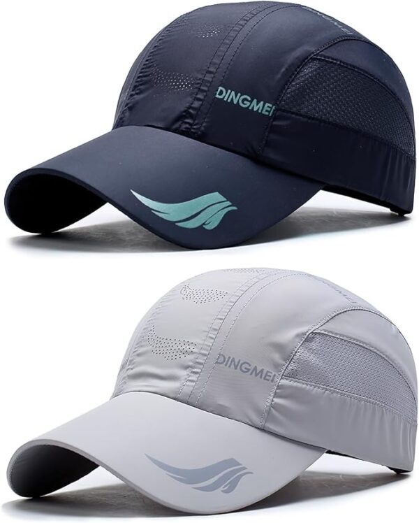 Gorra de Béisbol de Secado Rápido Hombres Mujeres, 2 Paquetes Malla Transpirable de Verano Gorras de Sol de Béisbol con Cierre de Hebilla Ajustable, Gorra de Béisbol para Hombre Mujeres