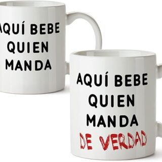TAZAS regalo original de novios y novias perfecto para San Valentín y también para amigos - Aquí bebe quien manda